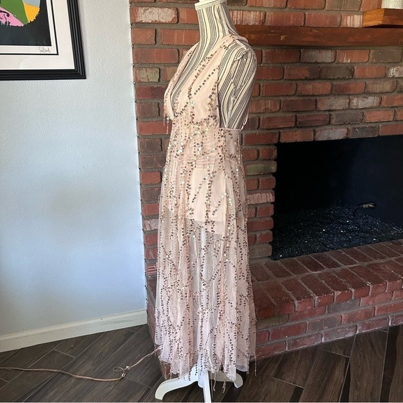 NWT Hello Molly Heightened Perspective Sequin Midi Dress in Beige Sz S - Picture 6 of 11